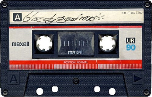 Maxell C90 Cd with written on it "Bloody Good Music"